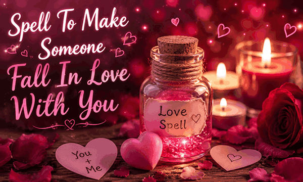 Love attraction spell with glowing candles, romantic heart energy, emotional connection, and magical spiritual romance atmosphere