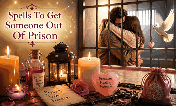 Spiritual freedom spells with glowing candles, protective energy, hope symbols, and powerful guidance atmosphere